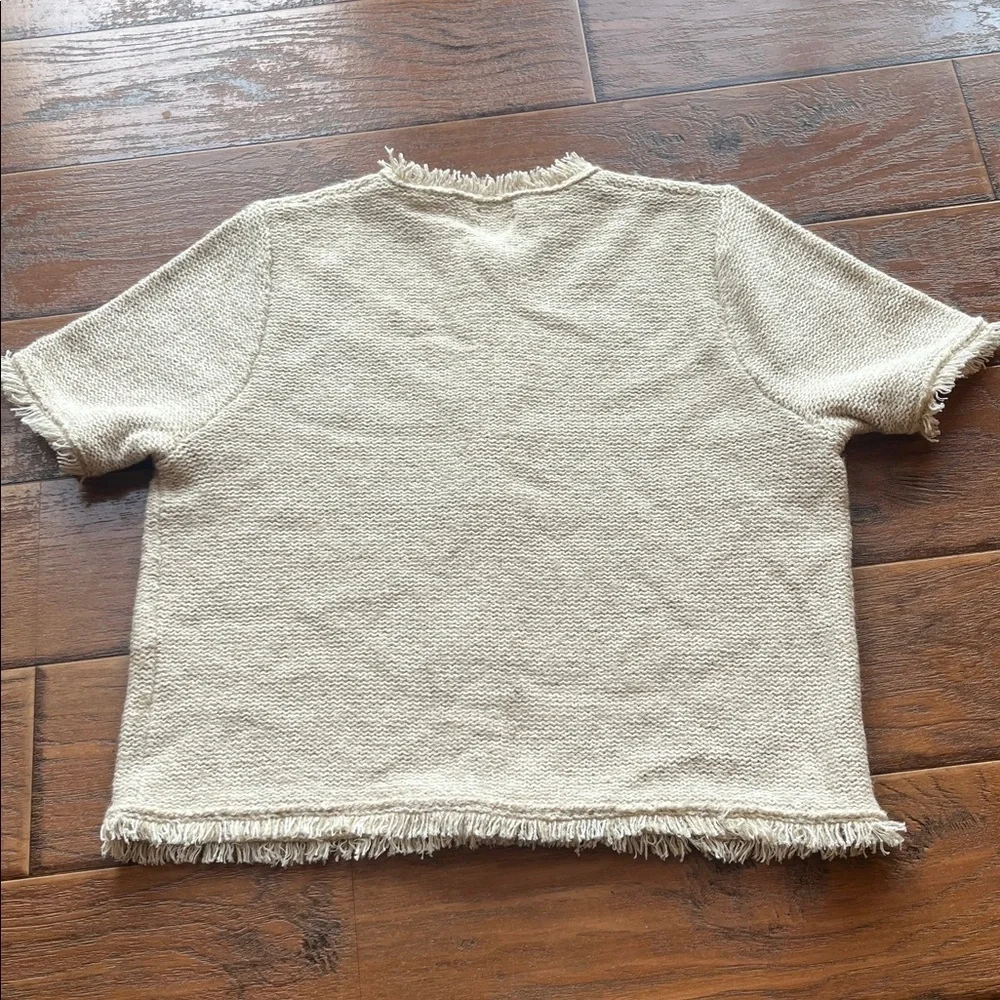 NWOT J. Crew Cream Fringe Knit Cardigan - - Size Large